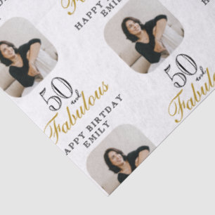 50 and Fabulous Photo 50th Birthday Tissue Paper
