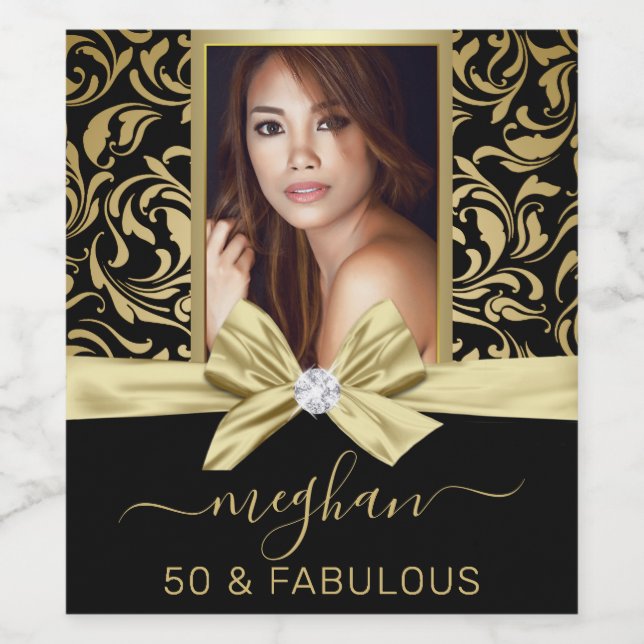 50 and Fabulous Photo Birthday Party Bottle Label (Single Label)