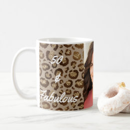 50 and Fabulous Photo Cheetah Print Coffee Mug