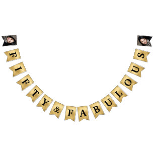 50 and Fabulous Photo Gold Foil Bunting Flags