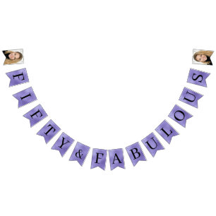 50 and Fabulous Photo Purple Foil Bunting Flags