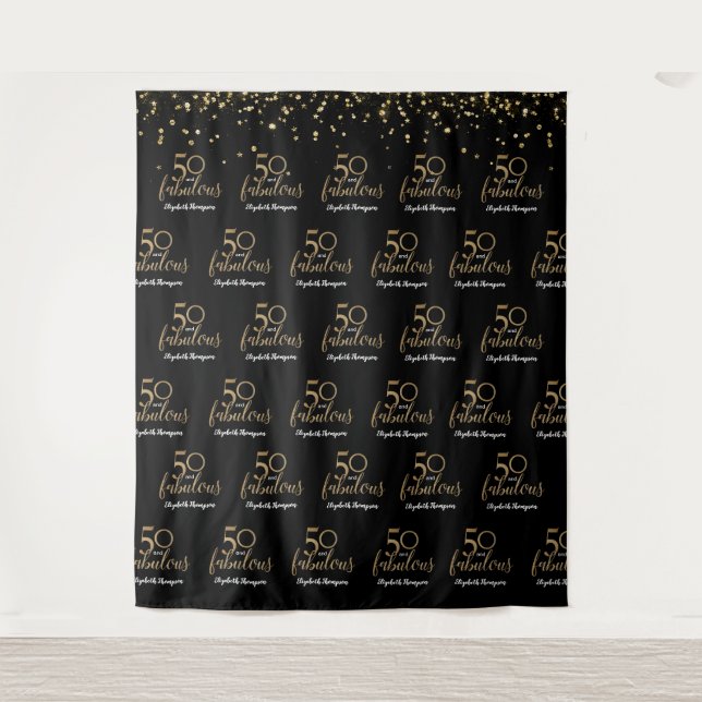 50 and fabulous Photobooth Custom 50th birthday  Tapestry (Front)