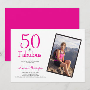 50 and Fabulous Pink 50th Birthday Party Invitation