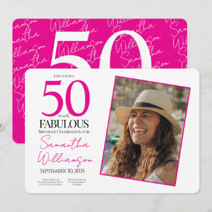 50 and Fabulous Pink 50th Birthday Party Invitation