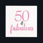 50 and fabulous pink and black birthday napkin<br><div class="desc">Celebrate a milestone in style with our "50 and Fabulous Pink and Black Birthday Napkins." These napkins are a must-have for anyone looking to add a touch of elegance and fun to their 50th birthday celebration. The striking combination of pink and black exudes sophistication and joy, perfectly capturing the spirit...</div>