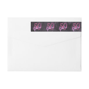 50 and Fabulous   Pink and Purple Jewel Tone Party Wrap Around Label