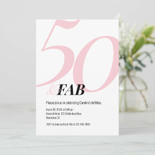 50 and Fabulous Pink Birthday Party Invitation