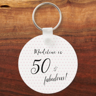 50 and fabulous Pink Black 50th Birthday Keychain