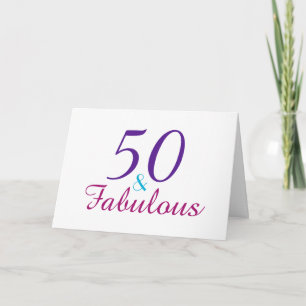 50 and Fabulous Pink Blue Violet Personalize Card
