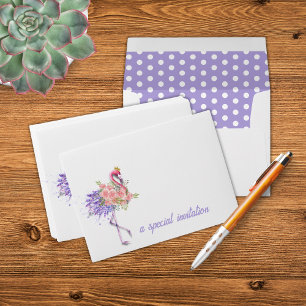 50 and Fabulous Pink Floral Flamingo Birthday Envelope