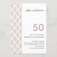 50 and Fabulous Pink Minimalist Art Deco 50th