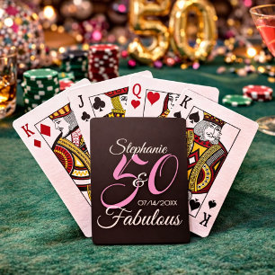 50 and Fabulous Pink Personalized Birthday Party  Playing Cards