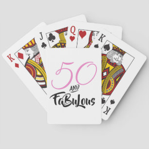 50 and Fabulous Pink Personalized Birthday Party Playing Cards