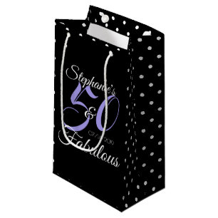 50 and Fabulous Pink Personalized Birthday Party Small Gift Bag