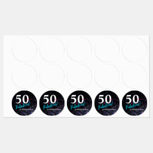 50 and fabulous pink, silver and teal glitter