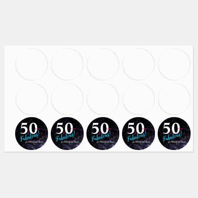50 and fabulous pink, silver and teal glitter (Sheet)