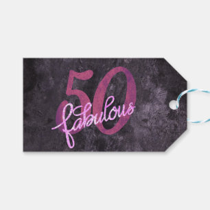 50 and Fabulous Plum Purple and Pink Grunge Gift Tags