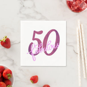 50 and Fabulous Plum Purple and Pink Grunge Napkin