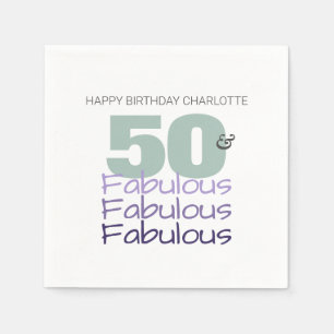 50 and Fabulous Purple Birthday Party Napkin