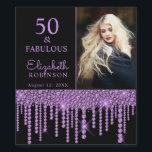 50 and Fabulous Purple Drips Pearl Birthday Party Wine Label<br><div class="desc">Celebrate your 50th birthday in style with these elegant modern black and purple glitter pearl dripping 50th Birthday Party party personalized custom personalized photo bottle labels. You can personalize your fiftieth birthday party celebration. The words "50 and Fabulous" are set using popular typhography. You can personalize with your own photo,...</div>