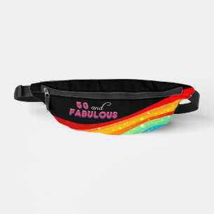 50 and Fabulous Rainbow Sparkle 50th Birthday Fanny Pack