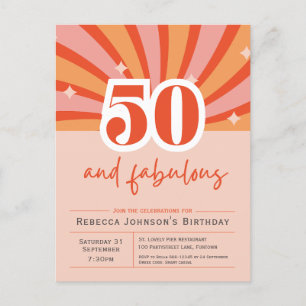 50 and fabulous Retro 50th Birthday Invitation Postcard