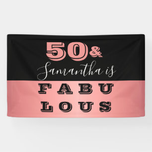 50 and Fabulous Rose Gold 50th Birthday Party Banner