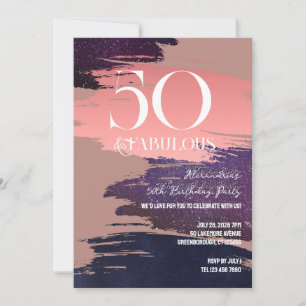 50 and Fabulous Rose Gold Abstract 50th Birthday Invitation