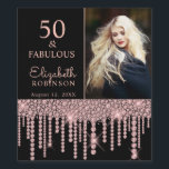 50 and Fabulous Rose Gold Drips Birthday Party Wine Label<br><div class="desc">Celebrate your 50th birthday in style with these elegant modern black and blush pink rose gold glitter dripping pearl 50th Birthday Party party personalized custom personalized photo bottle labels. You can personalize your fiftieth birthday party celebration. The words "50 and Fabulous" are set using popular typhography. You can personalize with...</div>