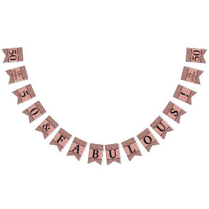 50 And Fabulous Rose Gold Glitter Black Birthday Bunting Flags