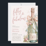50 and Fabulous Rose Gold Script 50th Birthday Invitation<br><div class="desc">This modern and elegant 50 and Fabulous Rose Gold Script 50th Birthday Party Invitation is perfect for your loved one who's turning fifty! It features a watercolor champagne bottle decorated with pearls, delicate blush pink flowers that's tied with a blush pink bow. It's font is trendy yet classic, feminine and...</div>