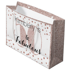 50 and Fabulous Rose Gold Unique Birthday Party Large Gift Bag