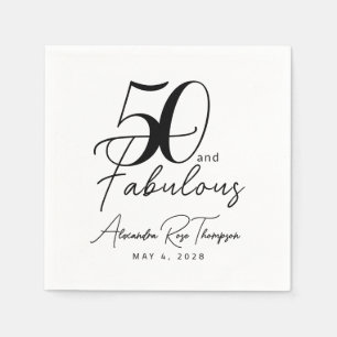 50 and Fabulous Script 50th Birthday Party Napkin