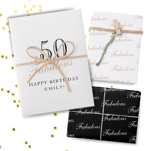 50 and Fabulous Script Modern Woman 50th Birthday Wrapping Paper Sheet