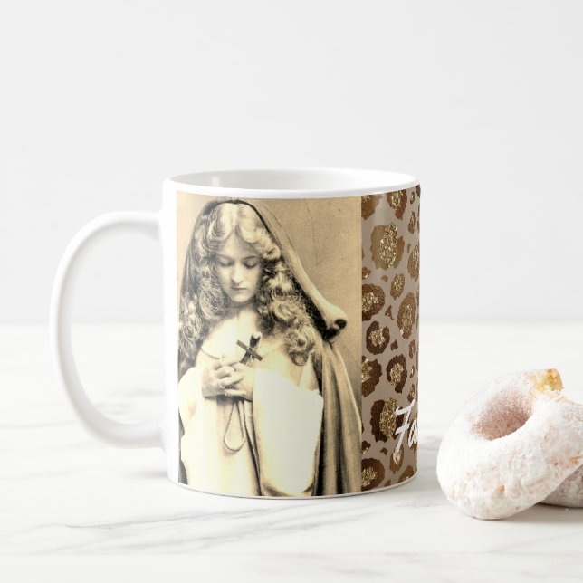 50 and Fabulous Sepia Photo Cheetah Print Coffee Mug (With Donut)