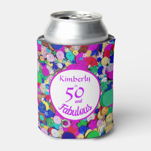 50 and Fabulous Sequin Birthday Can Cooler