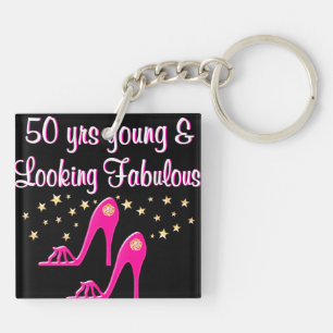 50 AND FABULOUS SHOE QUEEN KEYCHAIN
