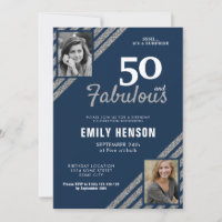 50 and Fabulous Silver Glitter 2 Photo Birthday