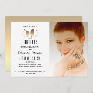 50 and Fabulous Simple Elegant Gold 50th Birthday Invitation