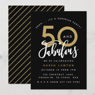 50 and fabulous surprisebirthday party invitation