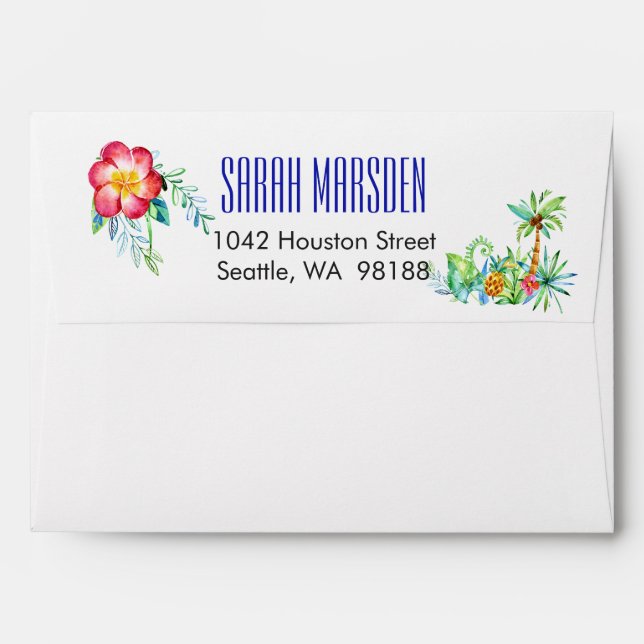 50 and Fabulous Tropical 50th Birthday Party Envelopes (Back (Top Flap))