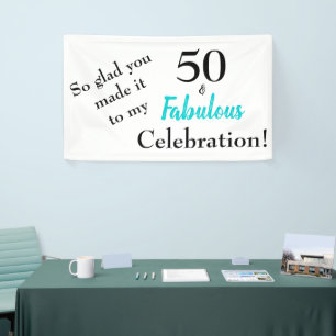 50 and Fabulous Turquoise Birthday Party Banner