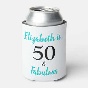 50 and Fabulous Turquoise Birthday Party Can Cooler
