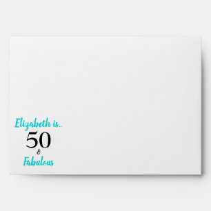 50 and Fabulous Turquoise Birthday Party Envelope