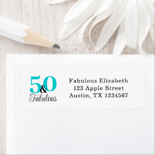 50 and Fabulous Turquoise Blue and Black Label