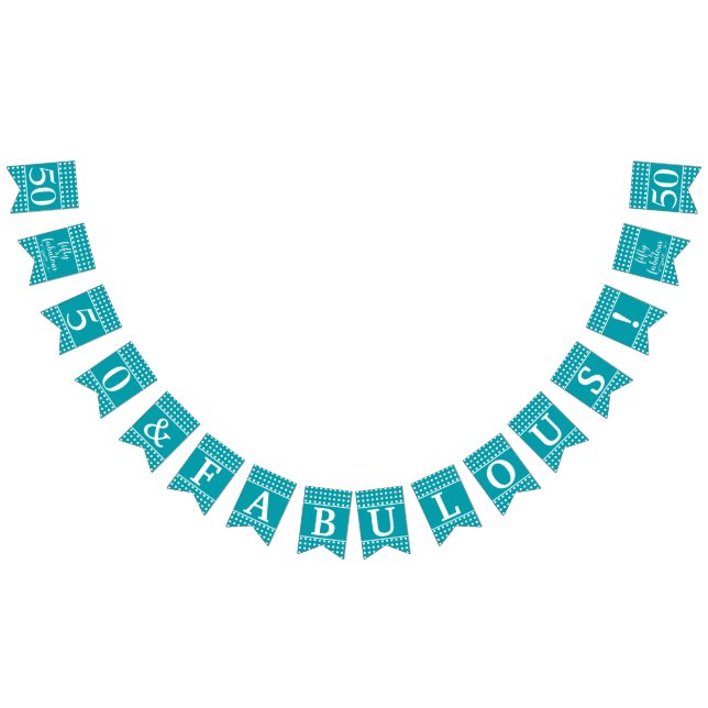 50 And Fabulous Turquoise White Dots Bunting Flags (All)