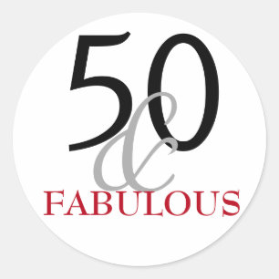 50 and Fabulous   Typography 50th Birthday Classic Round Sticker
