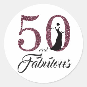 50 and Fabulous   Typography 50th Birthday Classic Round Sticker