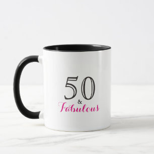 50 and Fabulous   Typography 50th Birthday Mug
