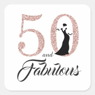 50 and Fabulous   Typography 50th Birthday Square Sticker